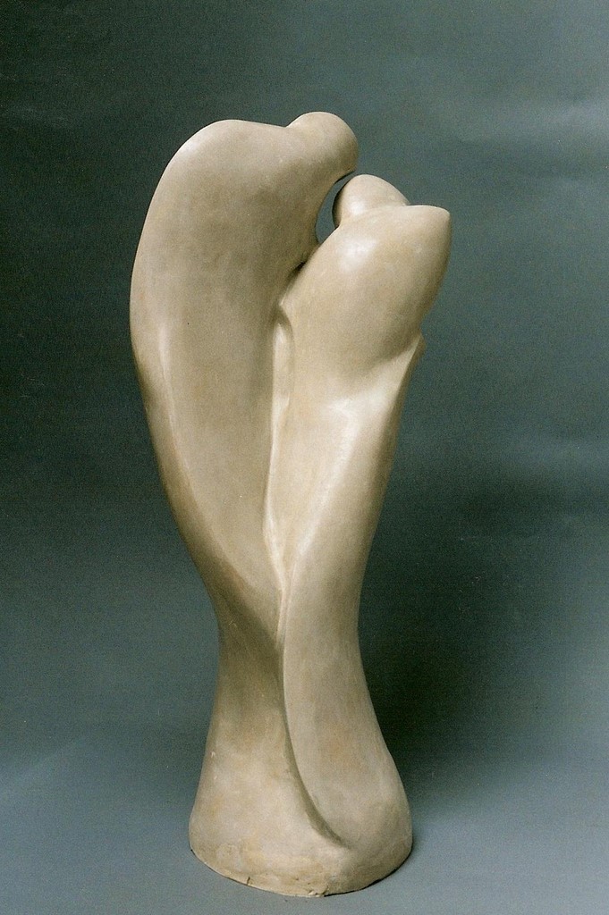 Sculpture terre cuite" le Baiser "/Valia