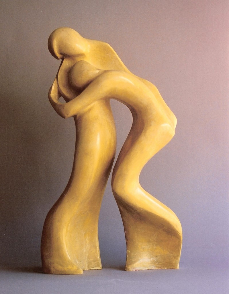 Sculpture terre cuite"Besoin de toi"/Valia